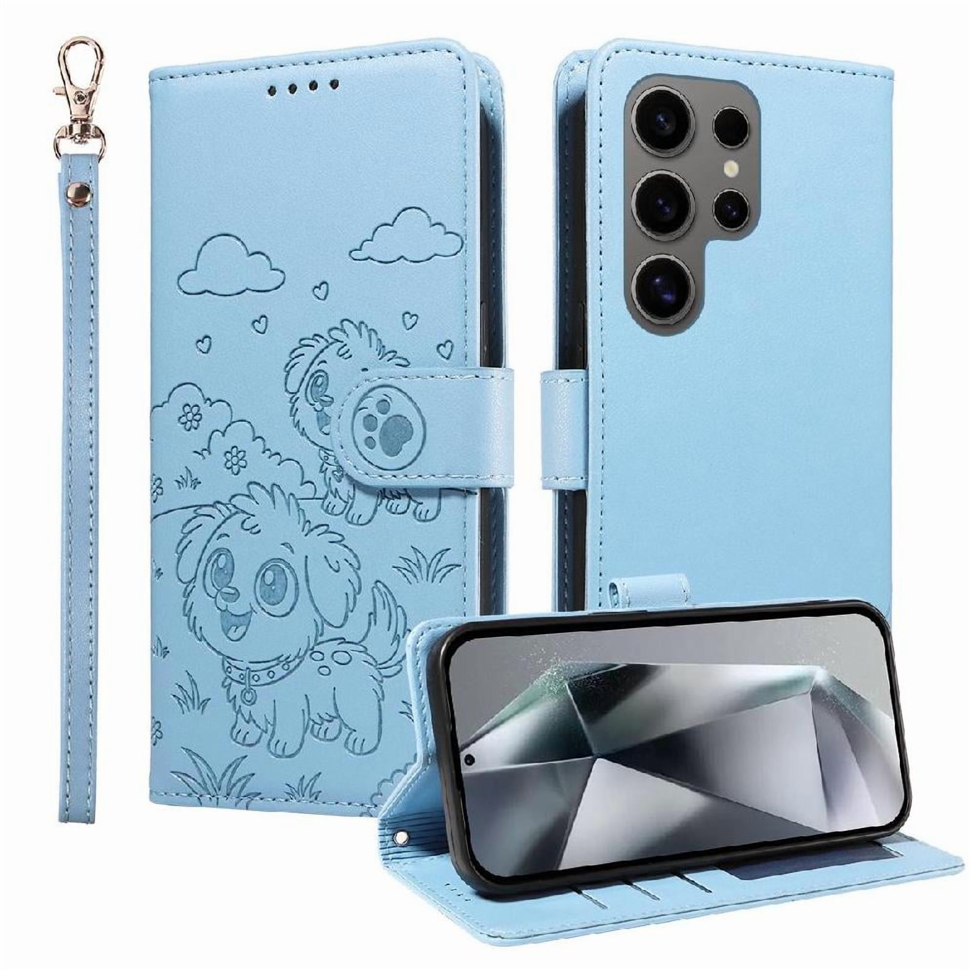 Funda Billetera Foxdock Compatible Con Samsung Galaxy S24 Ultra, Diseño Perrito Tierno, Ranuras Para Tarjetas Y Soporte Plegable