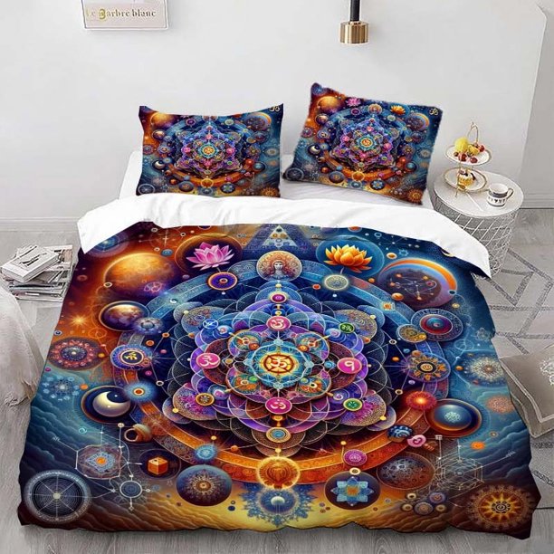 Cosmic Energy Map Themed Bedding Set Duvet Cover and Pillowcase Set Soft and Comfortable