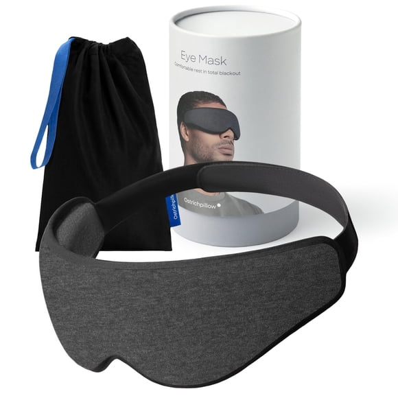 Máscara para ojos, almohada de avestruz, 100% opaca, con bolsa de viaje