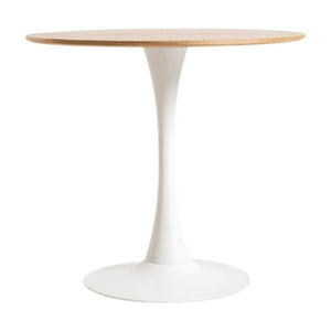 Habita2 Chile - Mesa Tulip Redonda Base Blanca Cubierta Madera 100Cm