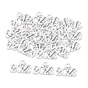 Bothyi - 100 Piezas Pequeñas 2023 Dijes Diy 2023 Colgante Para Collar Pendientes Accesorio Plata