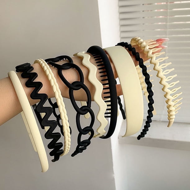 9pcs Non-Slip Plastic Teeth Hairbands - Stylish Matte Hair Bands for All Hair Types!