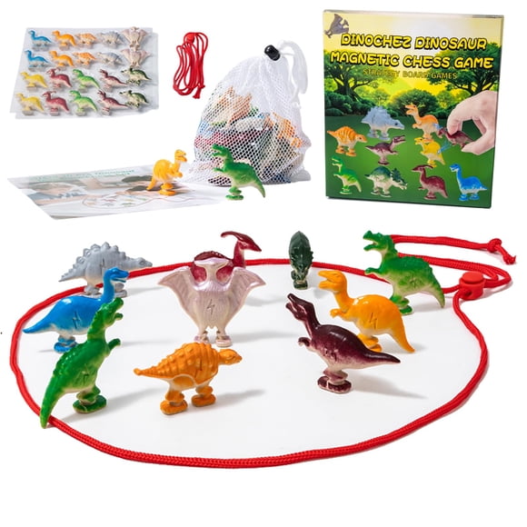 Juego de ajedrez magnético BlivEclat de dinosaurios con piedras e hilo
