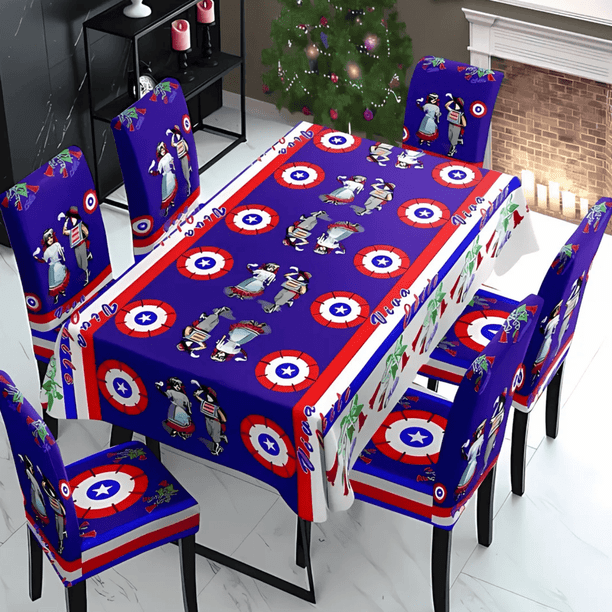 Set Mantel Dieciochero Más 6 Fundas Sillas Fiestas Patrias
