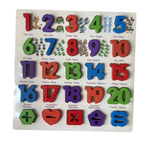 Tablero De Rompecabezas De Alfabeto De Madera, Material Didáctico Colorido Para Niños, Niñas, Niños, Adolescentes, Números En Español
