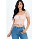 thumbnail image 1 of Top Casual de Punto Acanalado Liso con Mangas Abullonadas Fruncidas, 1 of 2