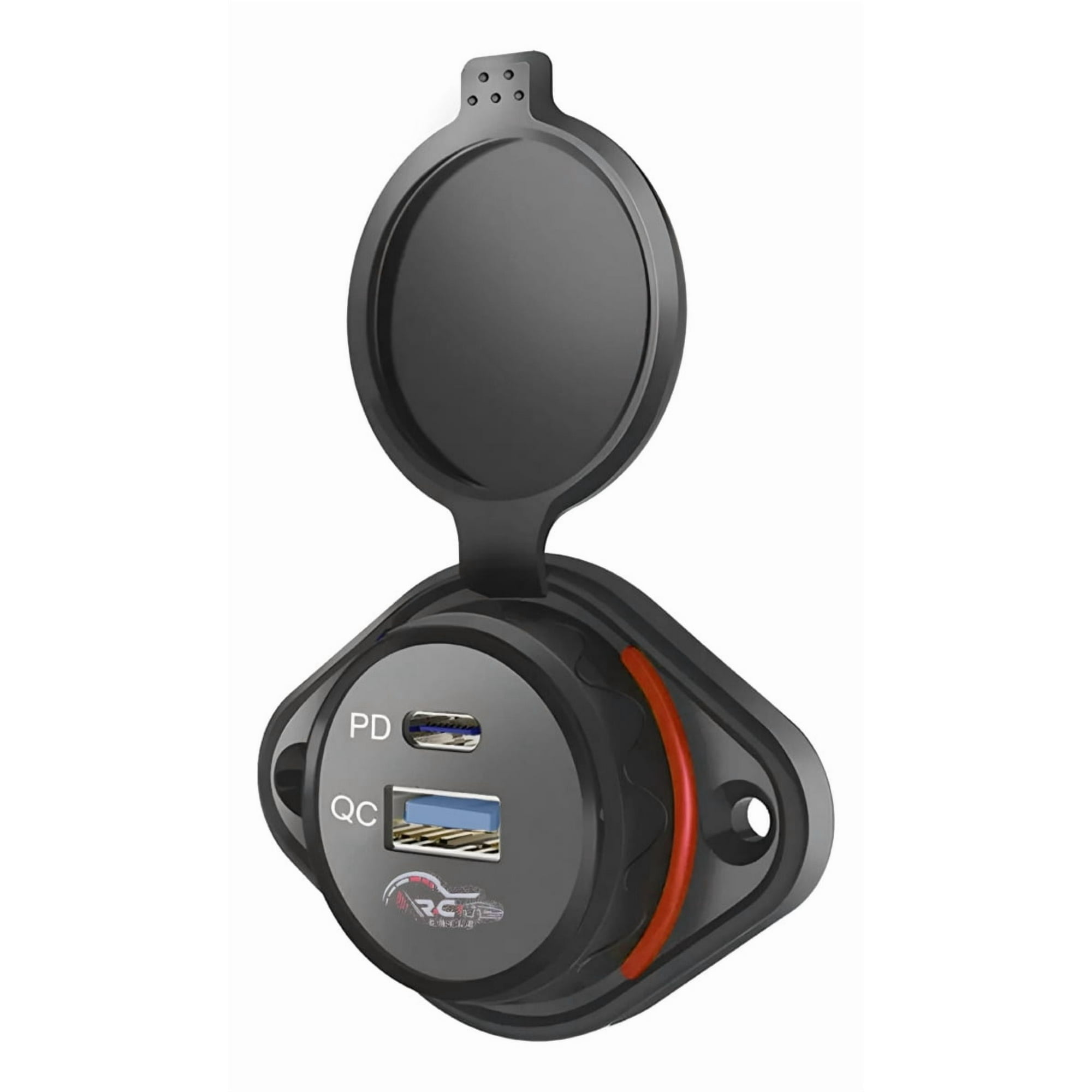 Ryc - Cargador Carga Rápida 1 Usb 1 Type C 12-24v Sobrepuesto Luz Roja 1866