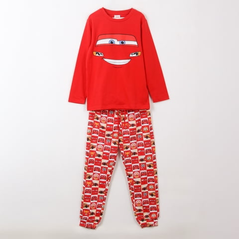 Pijama Manga Larga Niño Rayo Mcqueen Cars Rojo Disney