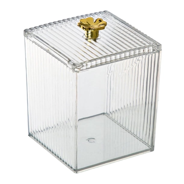 Soporte Plástico Para Almohadilla De Algodón Para Maquillaje, Soporte Para Bastoncillos De Bolas De Algodón, Contenedor Con Tapa, 1 Rejilla
