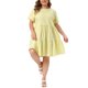 thumbnail image 4 of Agnes Orinda Vestidos de Cuadros para Mujer Tallas Grandes Cuello Redondo de Capas Mangas Cortas Verano Casual Midi Vestido a Cuadros 2X Amarillo, 4 of 8