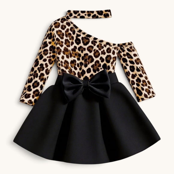 Conjunto De Polera De Animal Print + Falda Para Niñas Primavera Verano