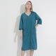 thumbnail image 1 of Bata de baño con cremallera frontal para mujer, bata de casa, camisón de manga 3/4, vestido de estar para mujer, ropa de dormir con bolsillos, 1 of 5