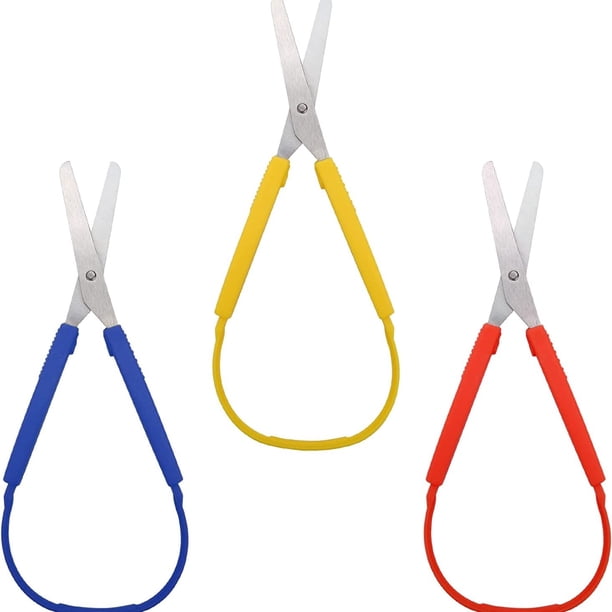 Upgrade Your School Supplies with 3pcs Colorful Ring Stretch Scissors - Perfect for Kids and Adults, 8 Inches in Length, U-Shaped Self-Retracting Safety Feature, Ideal for School Class and Paper Cutti