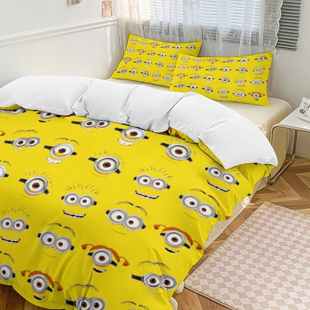Different Minions Eyes Comforter Set Soft 3 Pcs Twin Bedding Sets Thicken for All Season