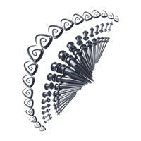 Ioensy - 54 Uds. Kit De Estiramiento De Calibre De Oreja De Varios Tamaños, Kit De Calibre Para Hombres, Niños, Mujeres, Negro