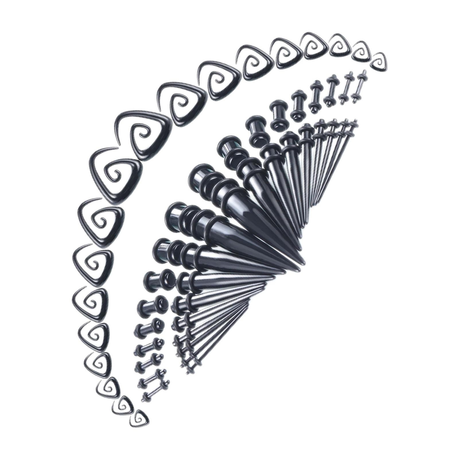 Ioensy - 54 Uds. Kit De Estiramiento De Calibre De Oreja De Varios Tamaños, Kit De Calibre Para Hombres, Niños, Mujeres, Negro