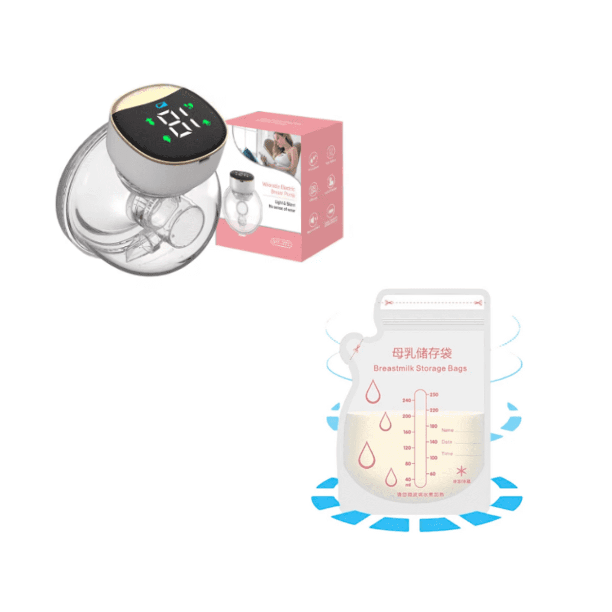Genérico - Recolector De Leche Materna Inalámbrico + 30 Bolsas