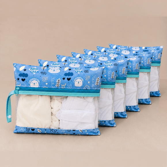Set 6 Estuches Transparentes Para Mudas de Bebé - Mochila Pañalera Maternal - Color Cafe
