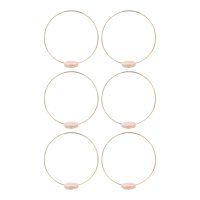 Magideal - 6X Centro De Mesa De Aro Floral De Metal, Corona De Boda Con Soporte De Madera, Decoración De Corona, Decoración De Mesa, Aro De Corona Para Acción De Dia 30 Cm