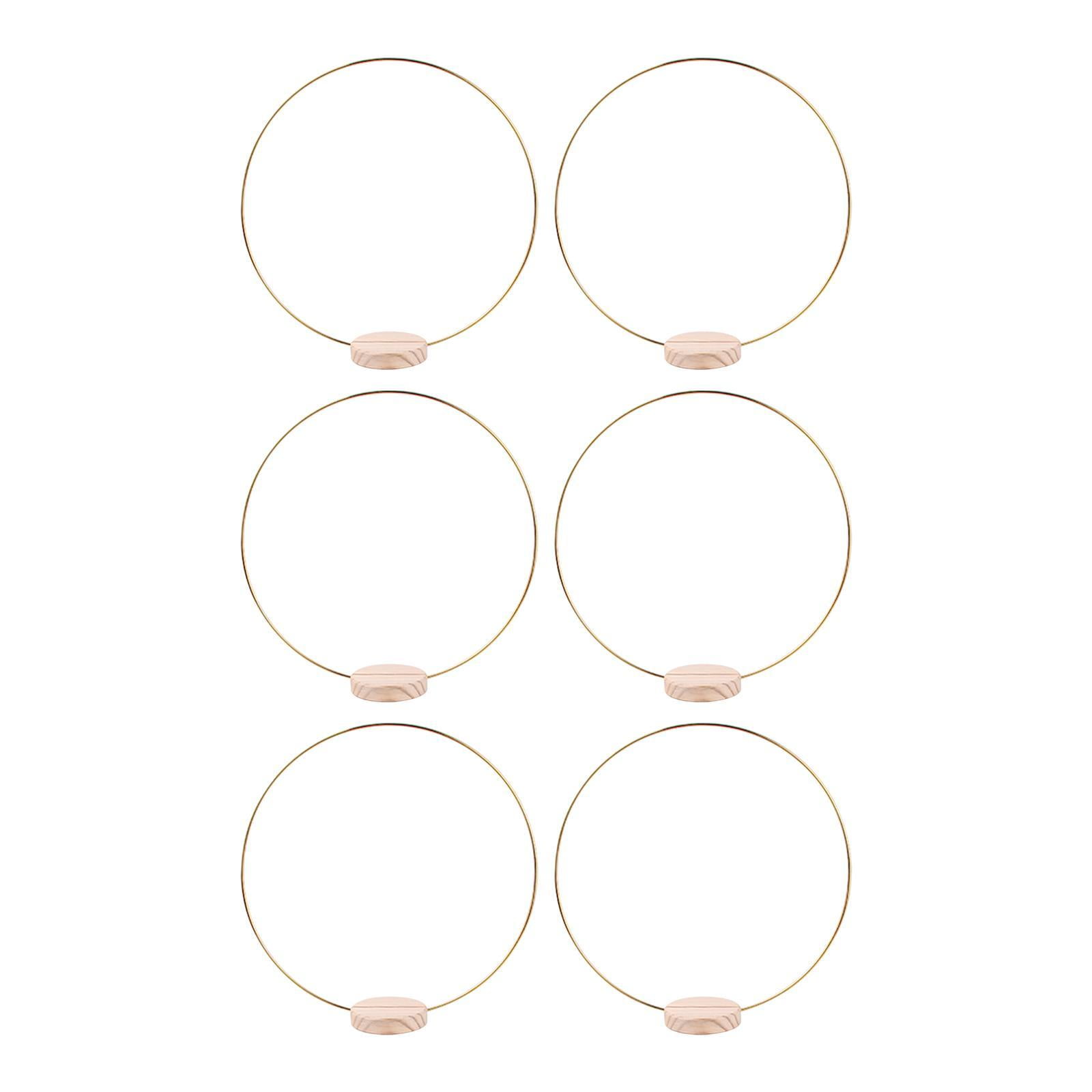 Magideal - 6x Centro De Mesa De Aro Floral De Metal, Corona De Boda Con Soporte De Madera, Decoración De Corona, Decoración De Mesa, Aro De Corona Para Acción De Dia 30 Cm