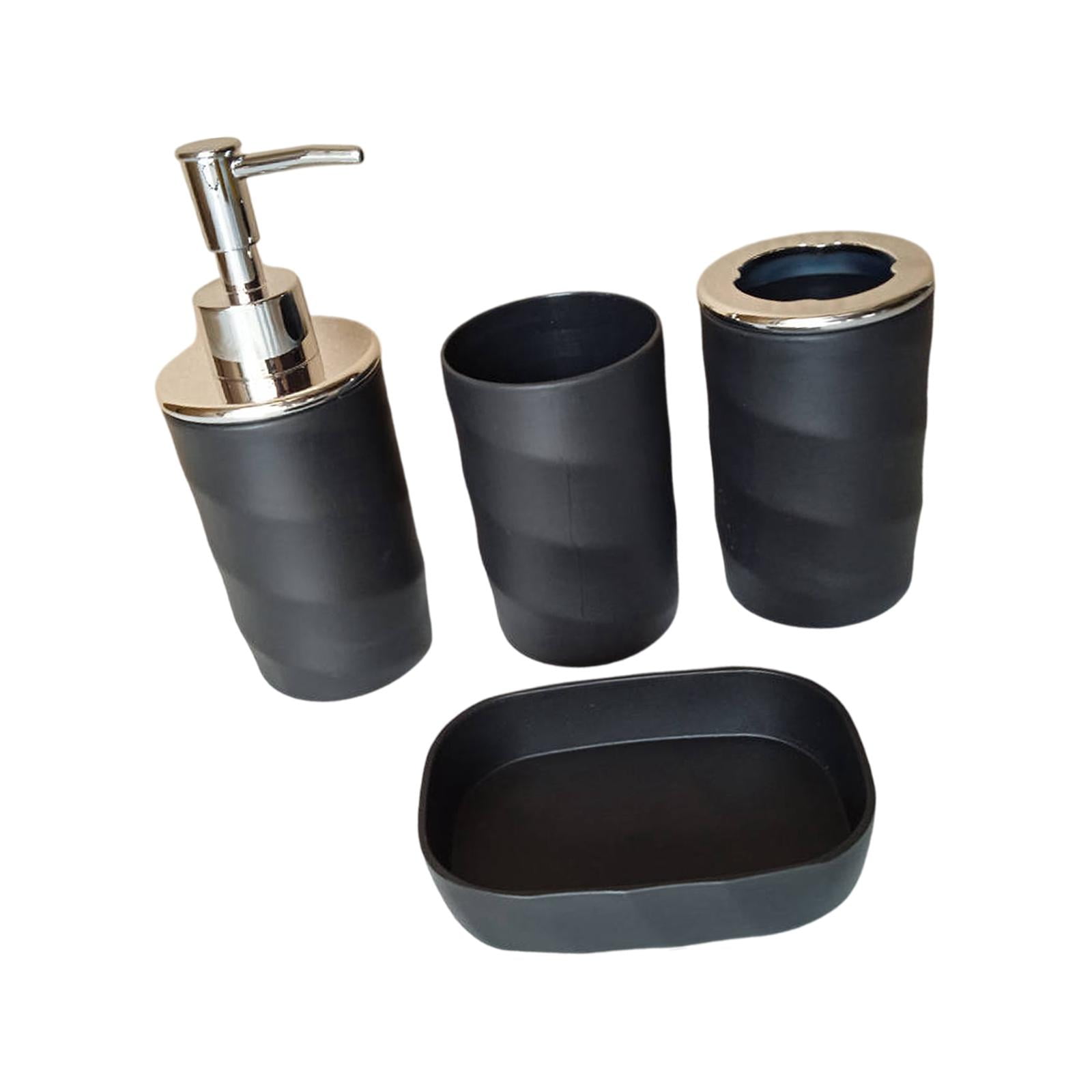 Magideal - Accesorios De Baño 4x Conjunto Copa Bucal Copa Moderna De Decoración De Baño De Baño Dispinta De Jabón Para Dispensador De Loción Para Restaurantes De Negro