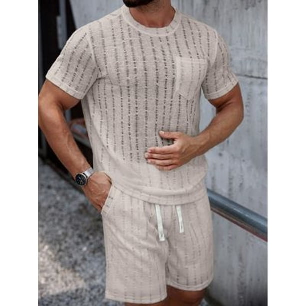 Conjunto Hombre Short y Polera Texturado Tendencia Urbana 0261
