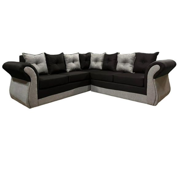 Seccional 5 Cuerpos Marsella Bicolor Lino Negro Gris