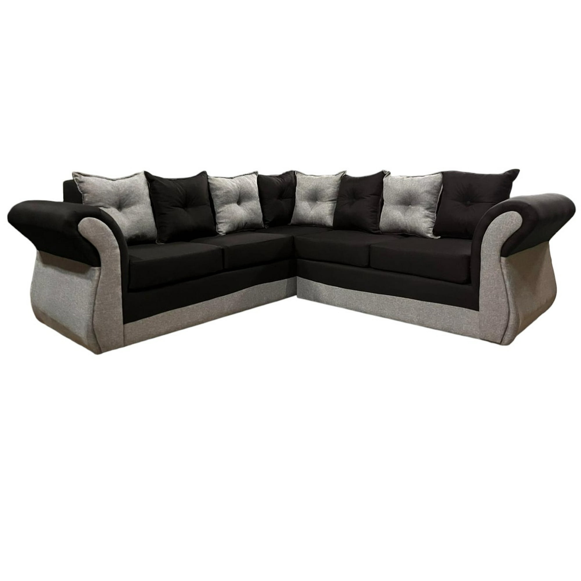 Muebles Duna - Seccional 5 Cuerpos Marsella Bicolor Lino Negro Gris