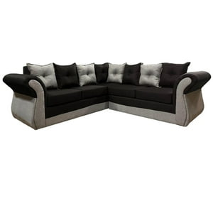 Muebles Duna - Seccional 5 Cuerpos Marsella Bicolor Lino Negro Gris