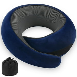 Genérico - Almohada Cervical De Espuma Viscoelástica Para Viajes, Avión, Coche, Azul Oscuro