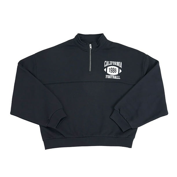 Poleron Niña Teen Half Zipper Sporty Negro Corona