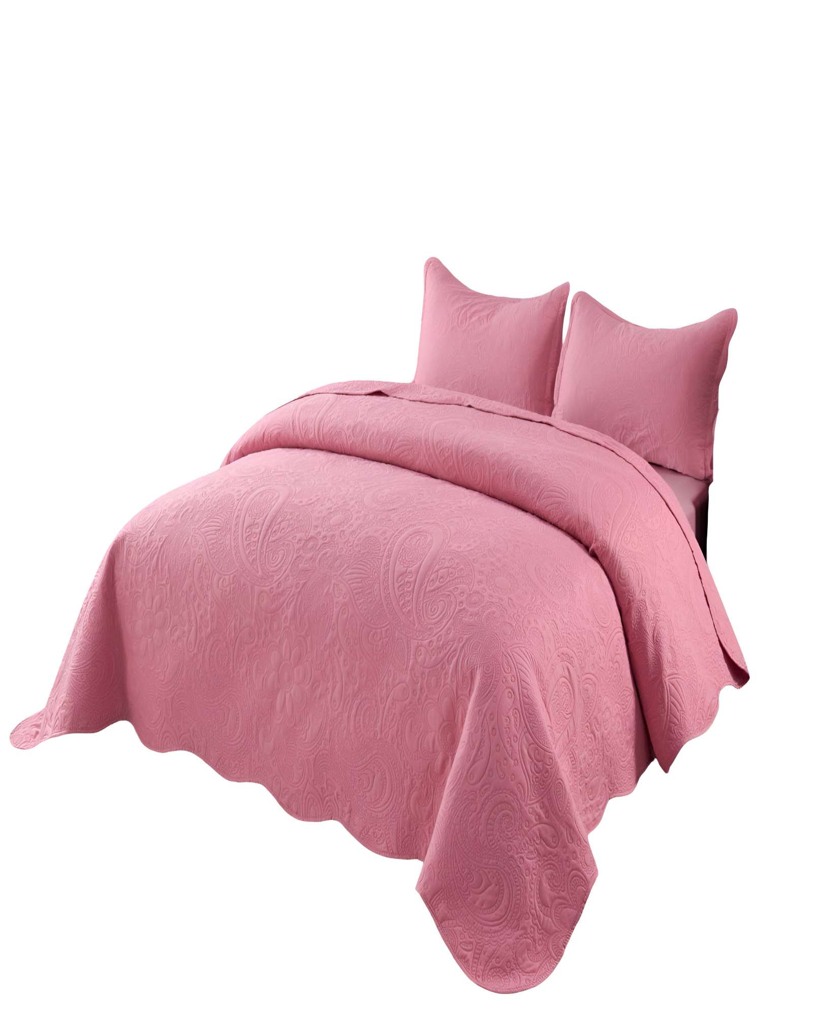 Genérico - Cubrecama Quilt De Verano King Con Relieve Color Rosado