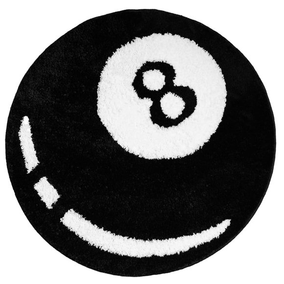 Alfombra Slothy Fafi 81 cm blanco y negro con diseño de bola 8