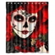 thumbnail image 1 of Cortina de ducha con diseño de calavera de azúcar del Día de los Muertos, juego de cortina de baño con ganchos, tamaño 66 x 72 pulgadas, 1 of 3