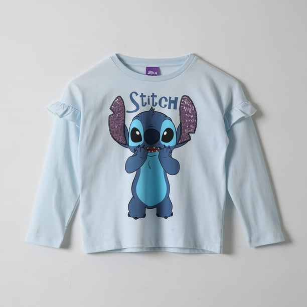 Polera Manga Larga Stitch con Lentejuelas - Niña 4-7 Años