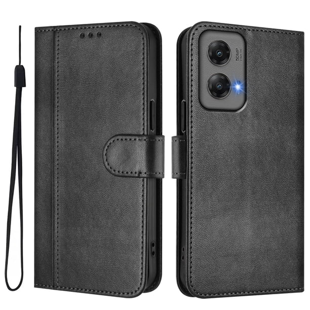 Funda Cartera para Motorola Moto G Stylus 2024 Protección 360° con Ranuras para Tarjetas y Soporte Negro