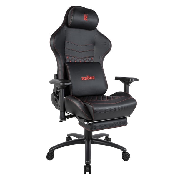 Silla Gamer Oficina Krone XL PRO Reclinable + Masaje + Apoyapiés negro