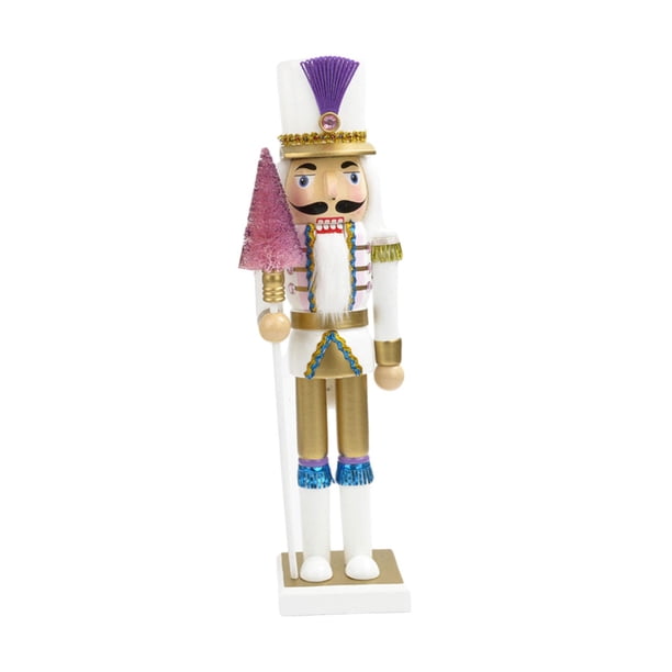 2x figurita de Cascanueces decorativa, escultura navideña, conjunto de ornamento de madera de Cascanueces para vacaciones, diseño de escena de estante Violeta