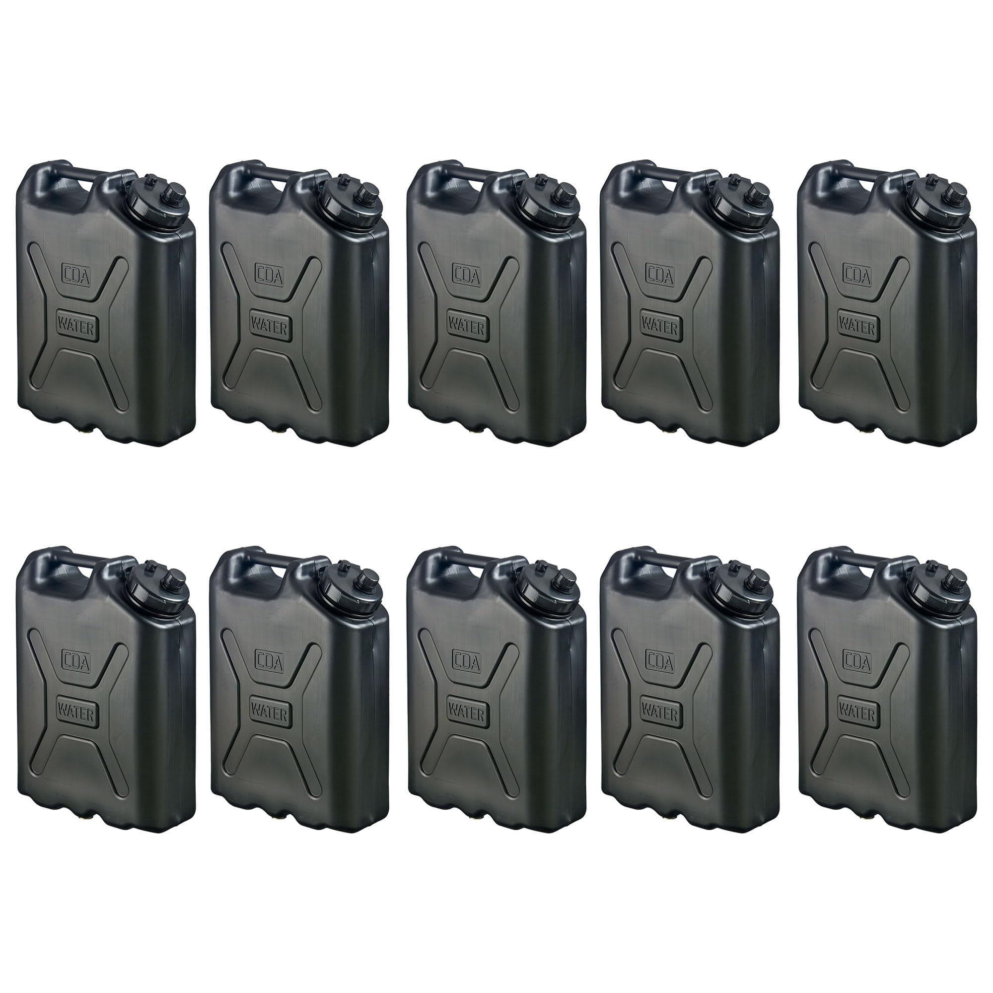 Contenedor De Agua Scepter Military 20 L/5 Galones, 10 Unidades, Negro