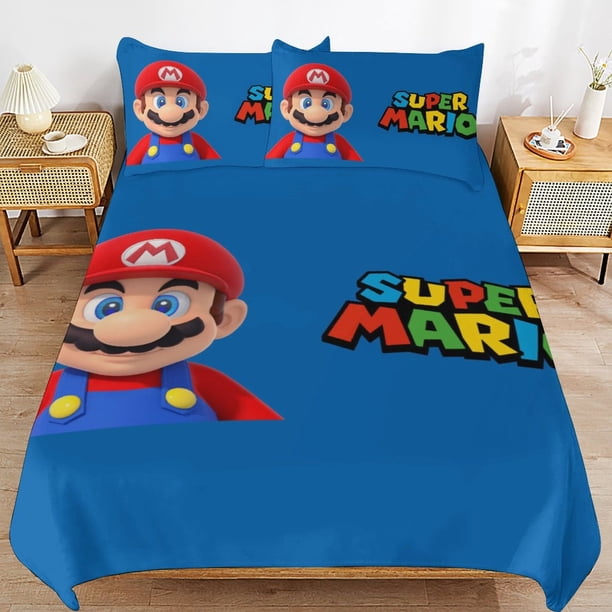 Super Mario Bed Duvet Cover Microfiber Bedding Sets 3D Printed Lightweight 3 Piece Comforter Sets for Kids Boys Girls