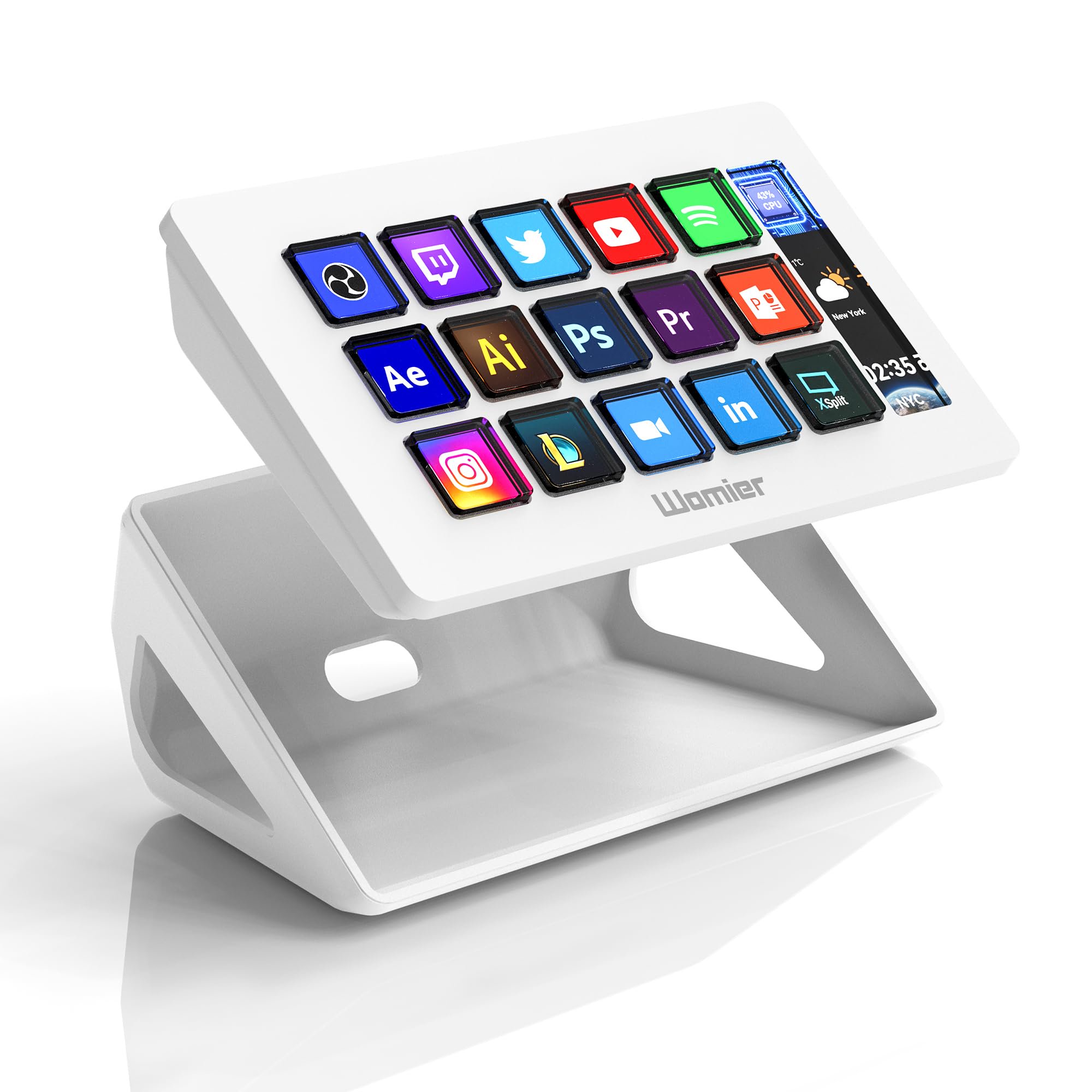 Controlador Stream Costom D15 Con 15 Teclas Lcd Macro Blancas