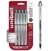Bolígrafos Uni-Ball Vision Elite Bold Point Negros, Paquete De 4