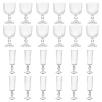 Set 24 Copas Talladas Lisa Allegra Vidrio Transparente