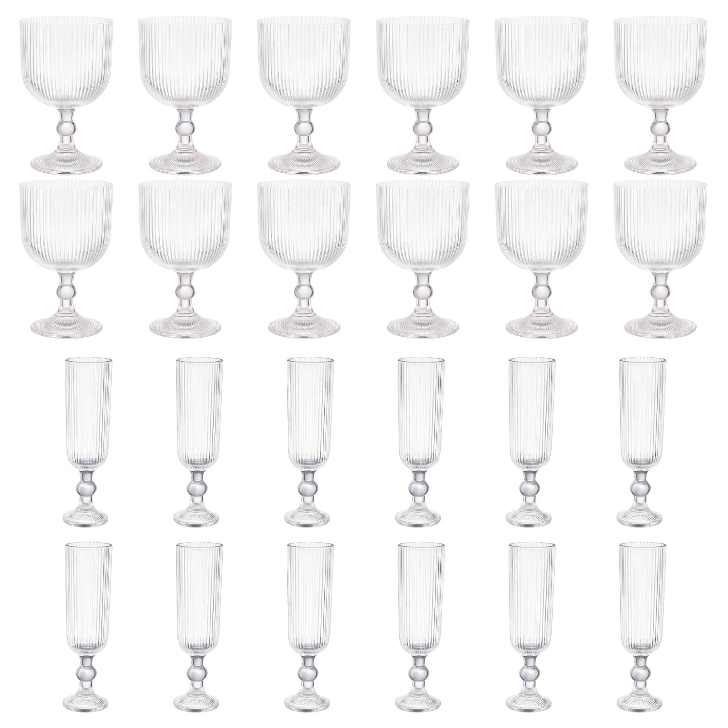 Set 24 Copas Talladas Lisa Allegra Vidrio Transparente