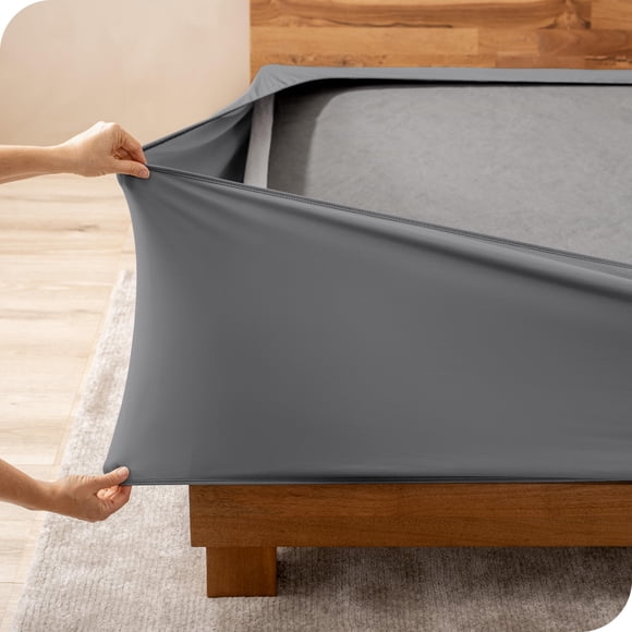 Funda para somier Bare Home, elástica, microfibra, color gris