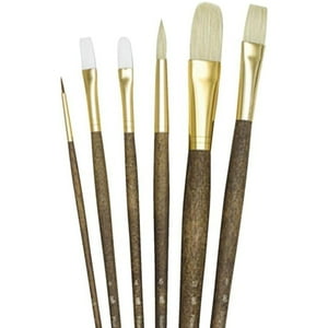 Set 6 Pinceles Princeton Mango Largo Pelo Sintético Natural