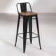 thumbnail image 1 of Taburete Tolix De Madera Oscura 66cm Con Respaldo Venhouse Negro, 1 of 10