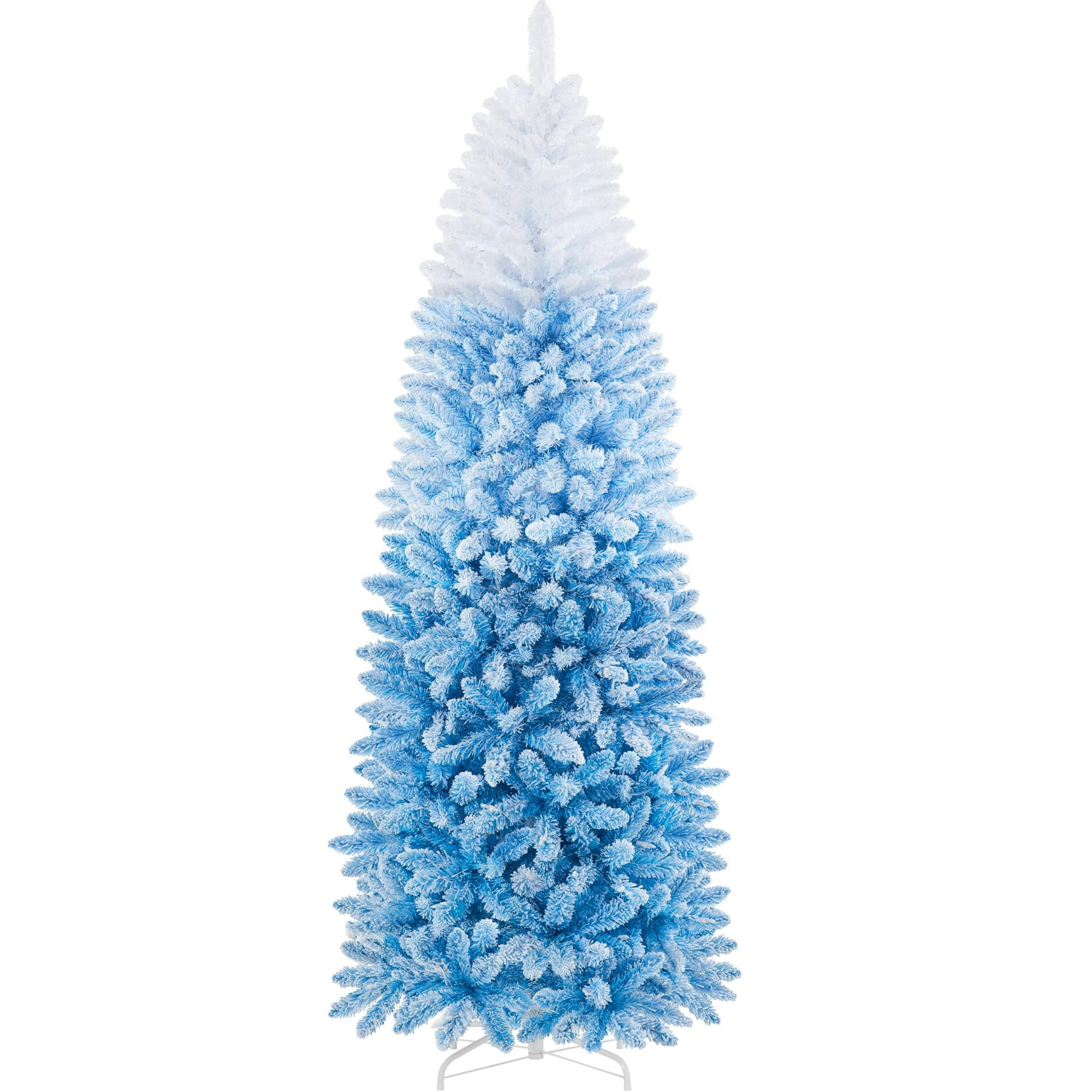 Árbol De Navidad Topeakmart Prelit Slim De 2,28 M Con Luces De Color Azul Lago