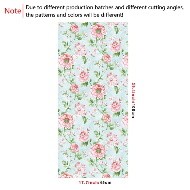 1 Roll Pink Flowers And Leaves Pastoral Rustic Removable Wallpaper Waterproof Peel And Stick Wallpaper Refrigerator Speaker Dryer Cabinet Oven Appliance Furniture Renovation Room Kitchen Background W