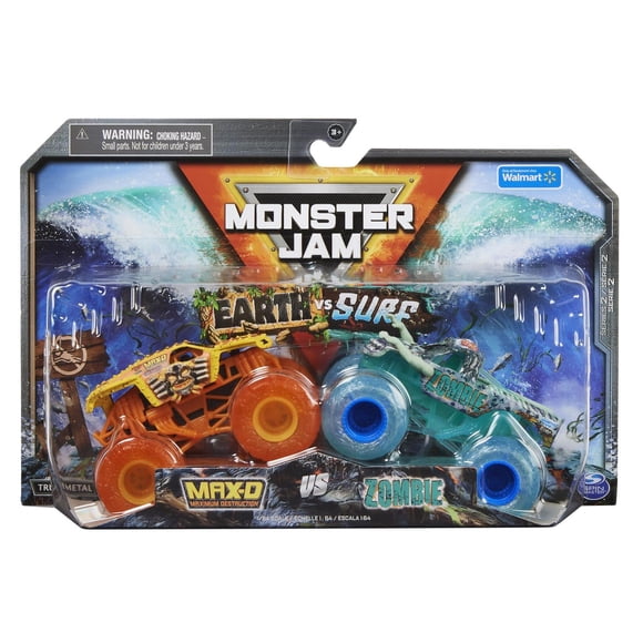 Toy Monster Jam Earth vs Surf [Max D y Zombie] a escala 1:64